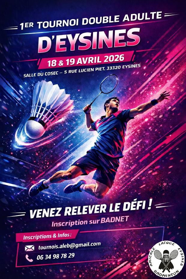 1e TOURNOI de DOUBLES ADULTE D’EYSINES (Gironde)